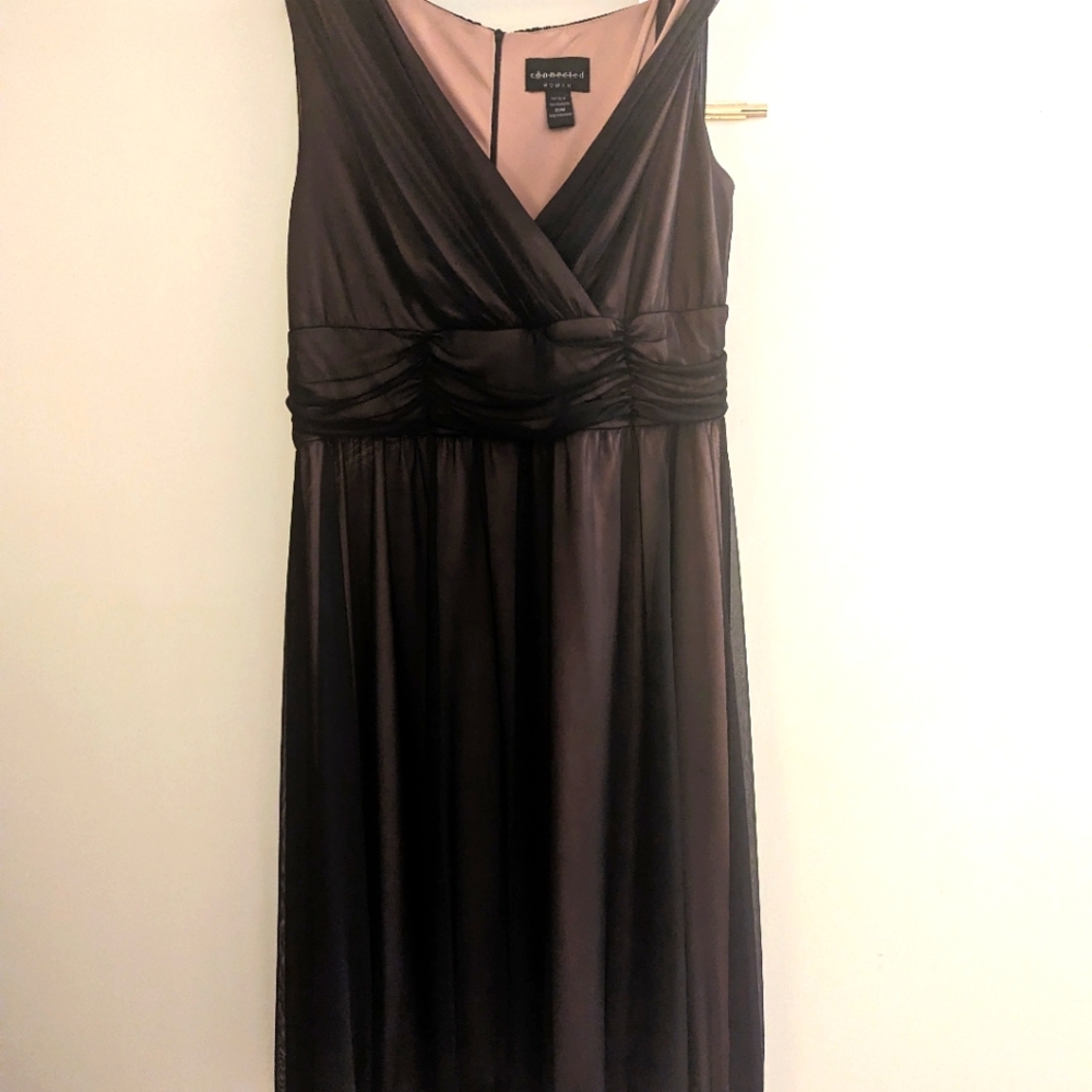 NEW CONNECTED SOLID BLACK SLEEVELESS EVENING COCKTAIL DRESS